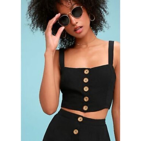 Venroy Button Front Bodice - Black 100% Linen Top Size S $140 - Picture 2 of 5